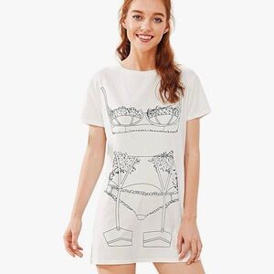 Women's Funny Lingerie Nightgown Cute Print Tshirt Sleepdress